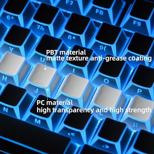 Image of XVX White Shine Through Keycaps, PBT Keyboard Keycaps Cherry Profile, Custom Side Printed Keycap Sets Suitable for 60% 65% 75% 80% 100% Mechanical Keyboard