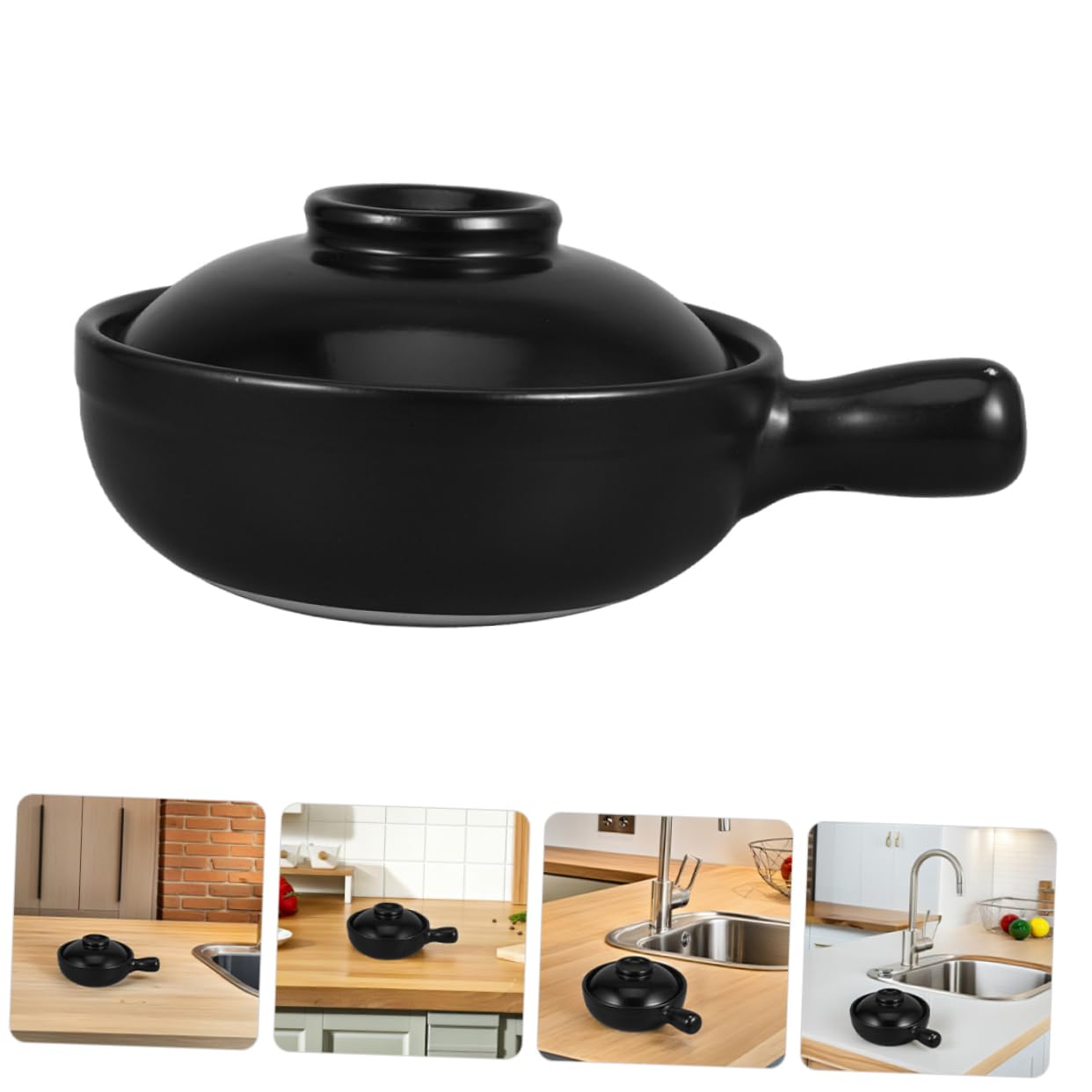 ULTECHNOVO Cazuela de Barro Tradicional Olla de Terracota con Tapa Ollas para Cocinar Arroz para Guisar para Uso Cocina