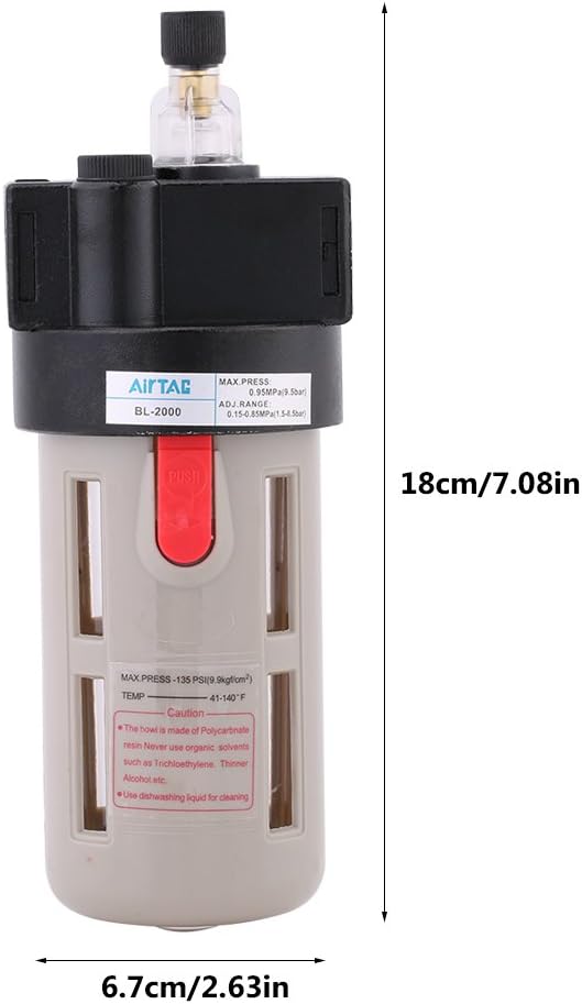 Walfront BL-2000 Air Lubricator with dimensions