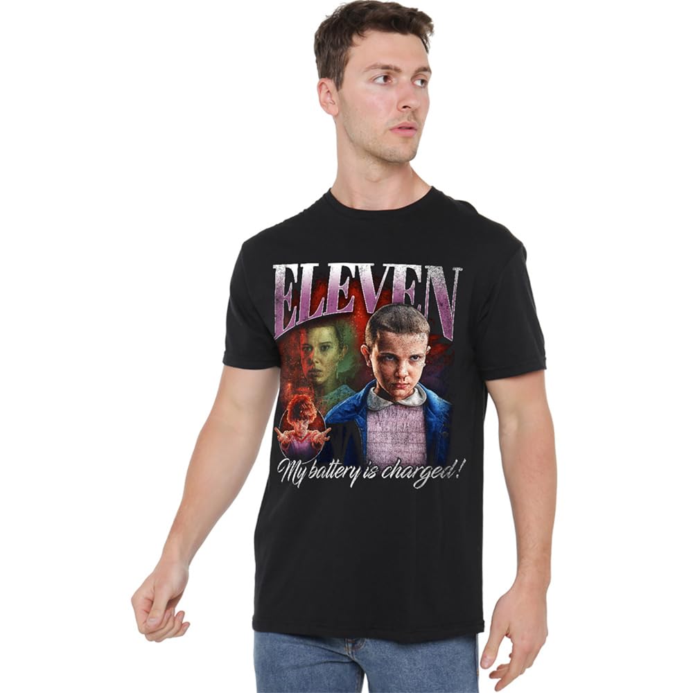 Stranger Things Eleven Homage Unisex T Shirt, Black, Large