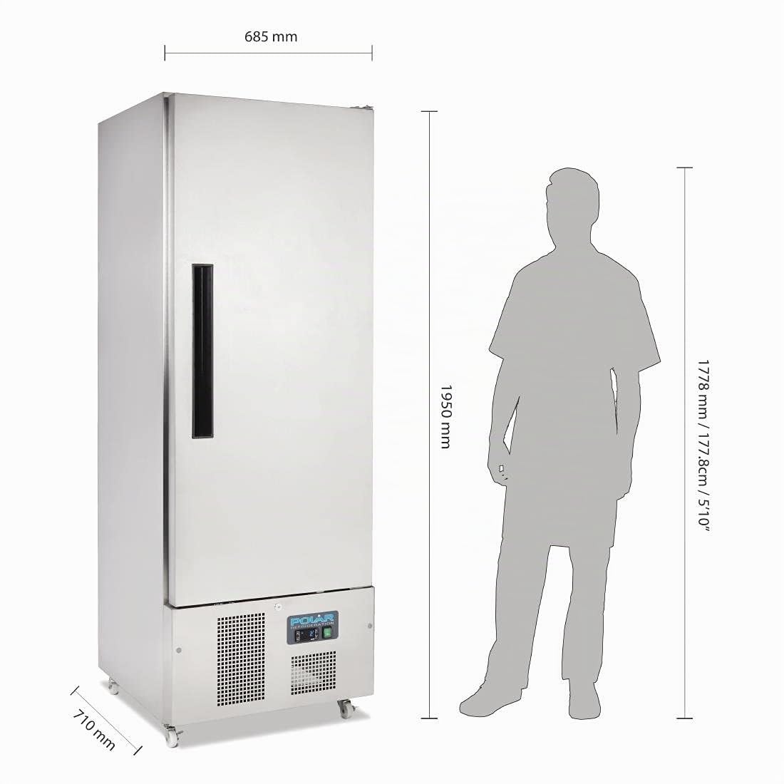Polar Réfrigérateur commercial à porte simple en acier inoxydable 440 l