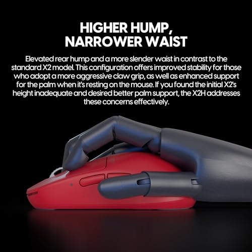 Image of Pulsar Gaming Gears - X2H eS Wireless Gaming Mouse, Limited Edition, Symmetrical, Optical Switch, OLED Display, Driverless, PAW3395 Sensor, 100H Battery, 4K dongle Included (Medium, Red)