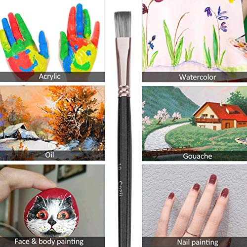 Cozii Art Paint Brushes Set, 15 Different Sizes Acrylic Paint Brushes + 1 Painting Knife + 1 Sponge for Acrylic Oil Watercolor and Gouache Paint, Perfect for Artists, Kids, Adults