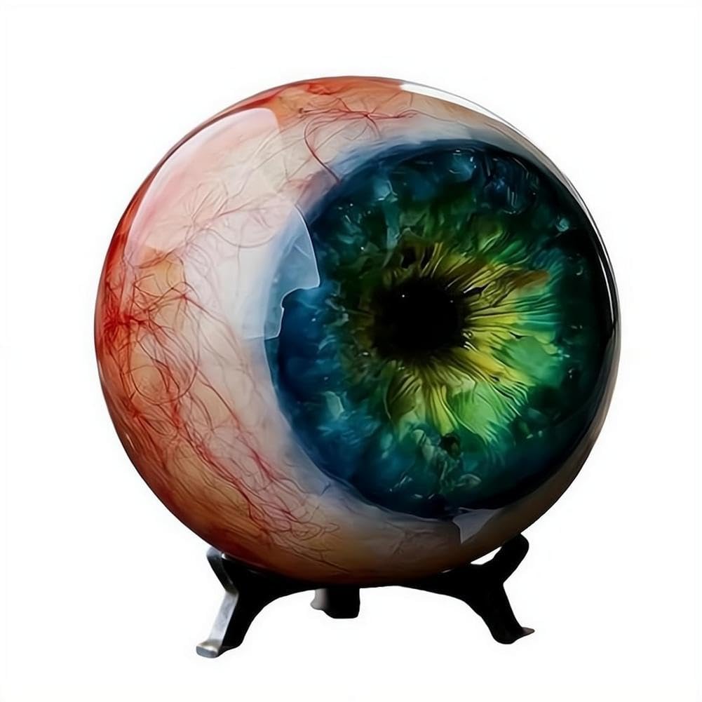 Hyper-Realistic Monster Eye Decor, Scary Realistic Eyeball Ornament, Dark Fantasy Artwork for Desk Bookshelf, Eerie Illusion, Unique Gothic Gift for Horror Fans (Blue) — view 10
