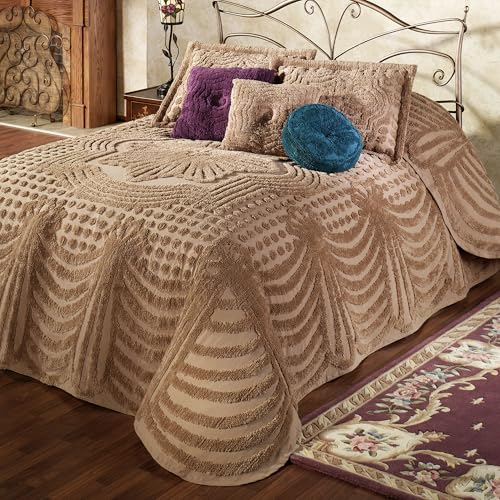Touch of Class Promenade Cotton Chenille Grande Bedspread | Full Size | Camel