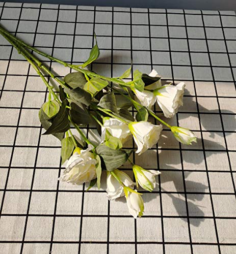 Suandsu 3Pcs Artificial Eustoma Lisianthus Flowers Fake Eustoma Grandiflorum Flower Silk Flower Arrangement Accessories White thumb #1