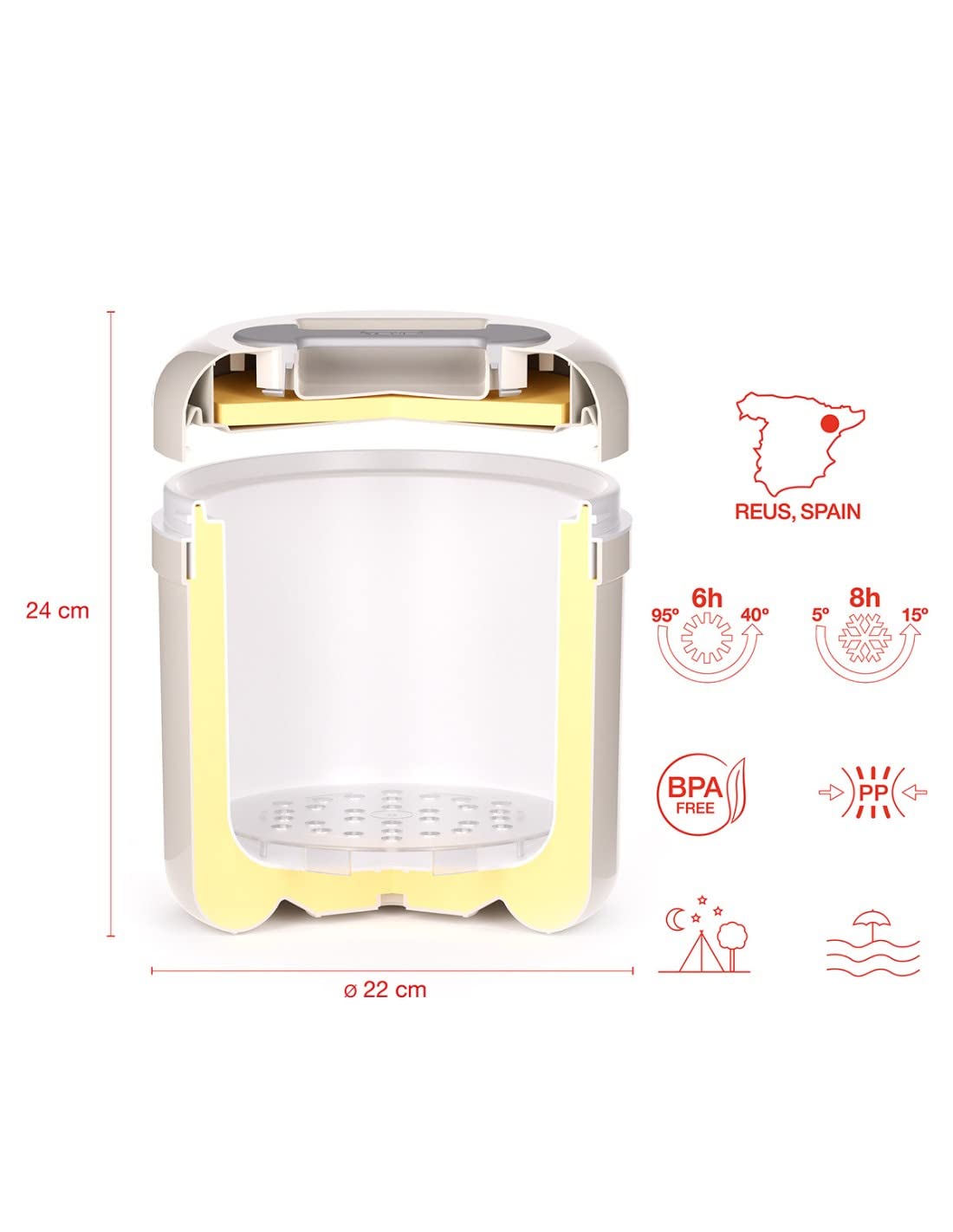 Cubitera térmica de 4 L hecha en España, color blanco