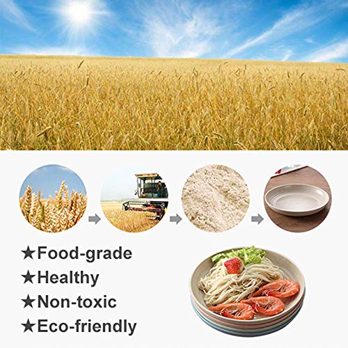 image for SUNTRY 4-Pcs 7.8in Wheat Straw Dinner Plates Microwave & Dishwasher Sa