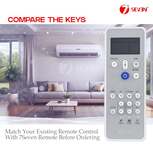 Image of 7SEVEN Compatible with Carrier AC Remote Control KTKL004 Model 212 Suitable for 1 | 1.5 | 2 Ton Split and Window Air Conditioner - Match Each Key by Key Exactly with existing AC Remotes Function