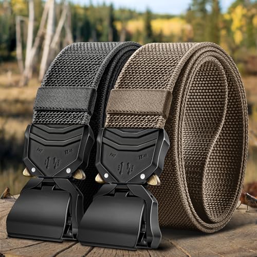 Image of BULLIANT Men Stretch Tactical Web Belt MultiPack 1.5 inch-Adjustable Fit | Smooth Sliding for Micro Fit - Tailored for Exact Size-Holeless for Golf Jeans or Casual