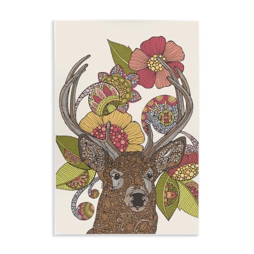 Deer Floral Mandala Fractal, 13 x 19 Inch Mounted Print on Wall Plaque