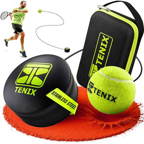 TENIX® Tennis Trainer Set [with Power-Grip System] Tennis Practice Device for kids & adults | Play tennis solo in the yard, park or court | Get your personal tennis buddy with rebound ball!