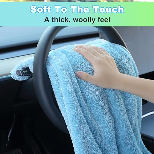 Image of JOYMOOP Microfiber Towels for Cars, 3 Pack 35.4 inch x 23.6 inch Car Drying Towel, Blue Reusable Car Towel, Quick Drying Car Microfiber Cleaning Cloth for RVs, SUVs, Trucks