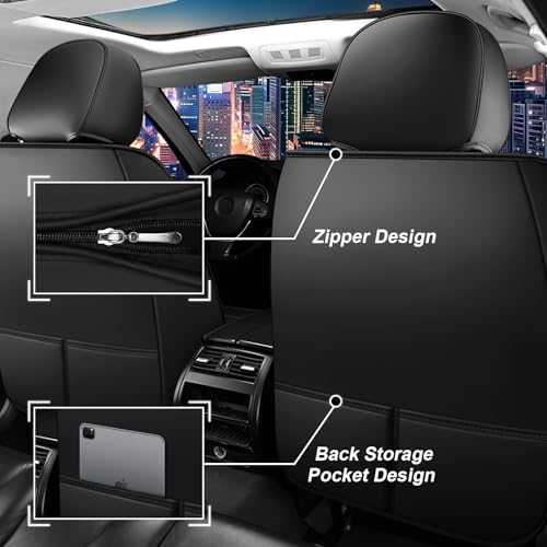 Image of Car Seat Cover Full Set for Toyota Camry Hybrid Seat Covers 2007-2024, Nappa Leather Waterproof Seat Covers For Cars, Airbag Compatible, Universal Automotive Seat Covers(Luxury Front Row /Black Red)