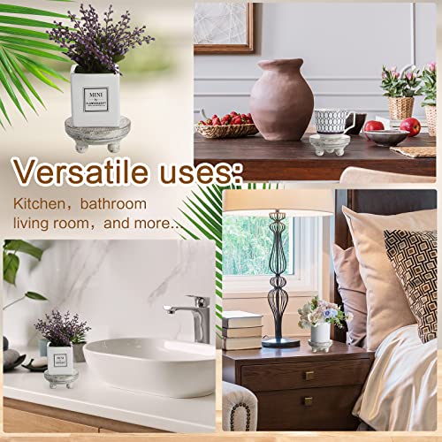 Set Of 2 Mini Wood Risers For Decor Round Wooden Riser Small Wooden Stool Display Riser Stand Farmhouse Risers Rustic Wood Pedestal For Plant Pot Tiered Tray Decor Cake Food Collection Display (White) #TOP6