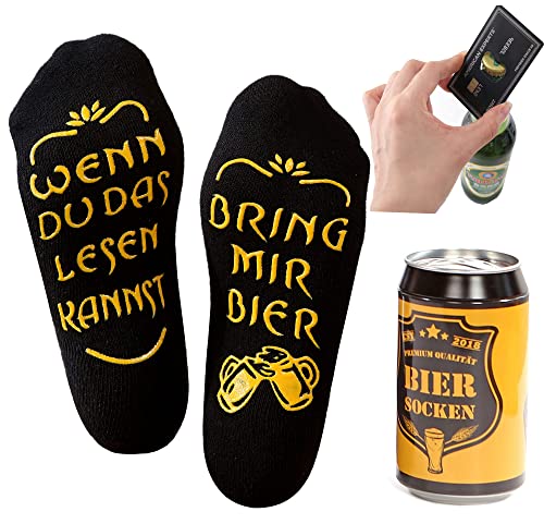 Lucadeau Chaussettes de bière pour homme, cadeaux d'anniversaire, de fête des pères, cadeau d'anniversaire pour homme, papa, ami, « Wenn Du das Lesen Kannst bring mir Bier Socken » (ouvre AmEx)