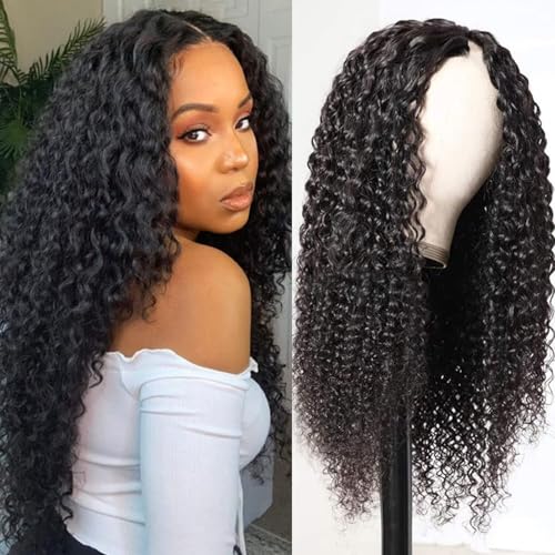 Perruque femme naturelle Curly V part wig human hair brésilienne de 18 pouces