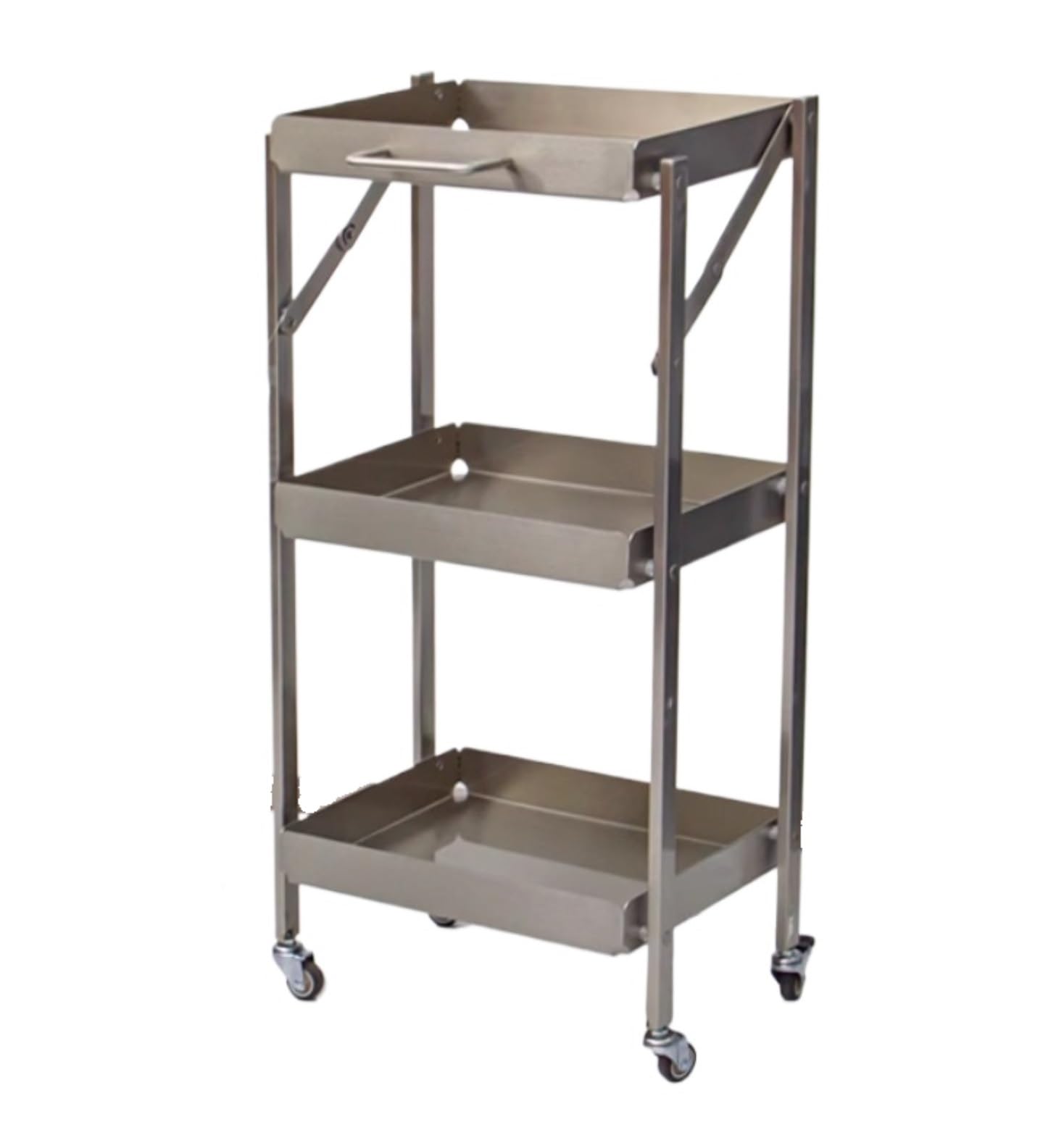 Shswud Brown Esthetician Cart, 3 Tray Utility Cart With Wheels Salon Trolley Folding Mobile Trolley Cart For Shop Hairdressing Tools Nail Cart(Brown)