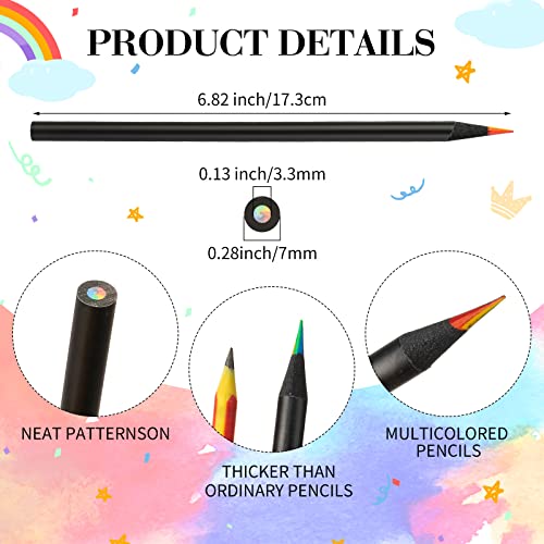 Teling Rainbow Colored Pencils Multicolored 7 In 1 Pencils For Kids Black Wooden Bulk Rainbow Pencils Assorted Colors Art Supplies For Kids Adults School Classroom Drawing Coloring Sketching (150) #TOP1