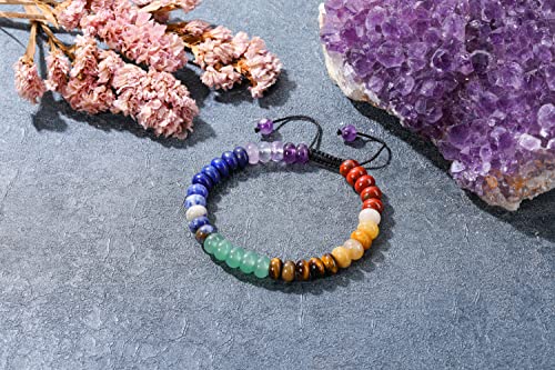 Image of Top Plaza Bead Chakra Bracelet 7 Chakras Healing Crystals Bracelet Yoga Stone Beads Bracelets Meditation Relax Anxiety Bangle for Womens Mens