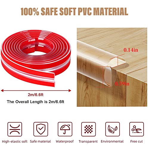 Image of Baby Proofing, Clear Edge Protector Strip for Kids, Upgrade Silicone Soft Corner Protectors with Pre-Taped Strong Adhesive, 6.6Ft Edge Protectors Baby Proofing for Cabinets, Tables, Drawers