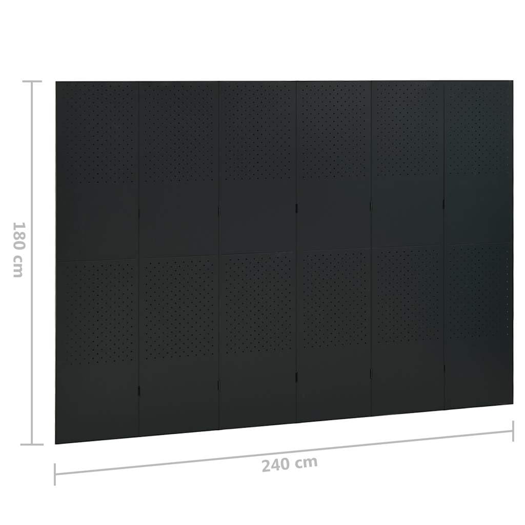 6-panelowy parawan 240x180 cm stal czarny