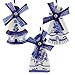 Delft Blue Windmill Ornaments, 3 Assorted