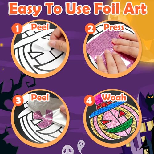 Image of FUNNYB&G Foil Art Craft Activity for Kids - Halloween Crafts Gift Party Favors for Kids Trick or Treat Goodie Bag Stuffer Fillers Gifts Toy for Girls Boys 4 5 6 7 8 9 Years Old(Halloween)