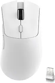 ATTACK SHARK Mouse para jogos sem fio R1, conexão de três modos (2,4G/com fio/BT5.2), 55 g leve, sensor óptico DPI 18K, HUYU 20 milhões de vida útil das chaves, design ergonômico, para