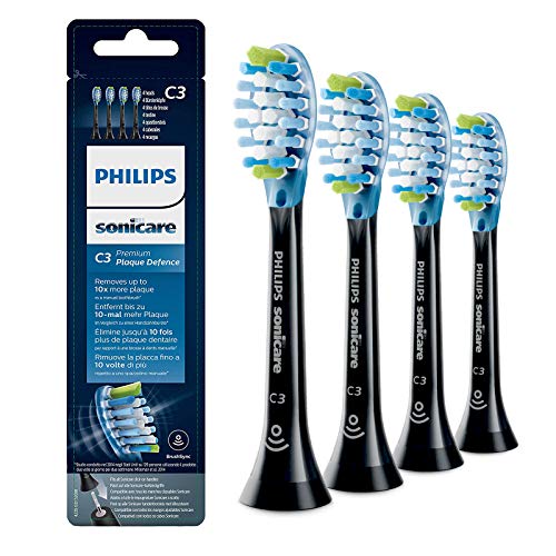 HX9044/95 C3 Premium Plaque Control Brush Heads,Sonic Replacement Heads Compatible with Philips Sonicare ProtectiveClean Electric Toothbrush,for Phillips DiamondClean,Gum Health,4 Pack (Black)