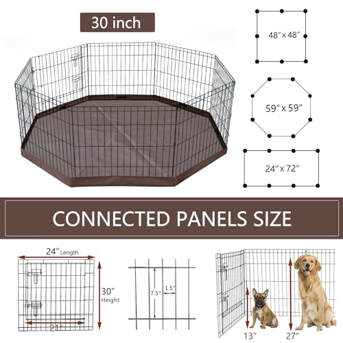 Foldable-Silver-Metal-Dog-Exercise-Playpen-Gate-Fence-Dog-Crate-8-Panels-30-Inch-Height-Puppy-Kennels-with-Bottom-Pad-for-Animals-Outdoor-Indoor-with-bottom-pad-8-Panels-30-H - Cucciolini Doodles   Foldable-Silver-Metal-Dog-Exercise-Playpen-Gate-Fence-Dog-Crate-8-Panels-30-Inch-Height-Puppy-Kennels-with-Bottom-Pad-for-Animals-Outdoor-Indoor-with-bottom-pad-8-Panels-30-H