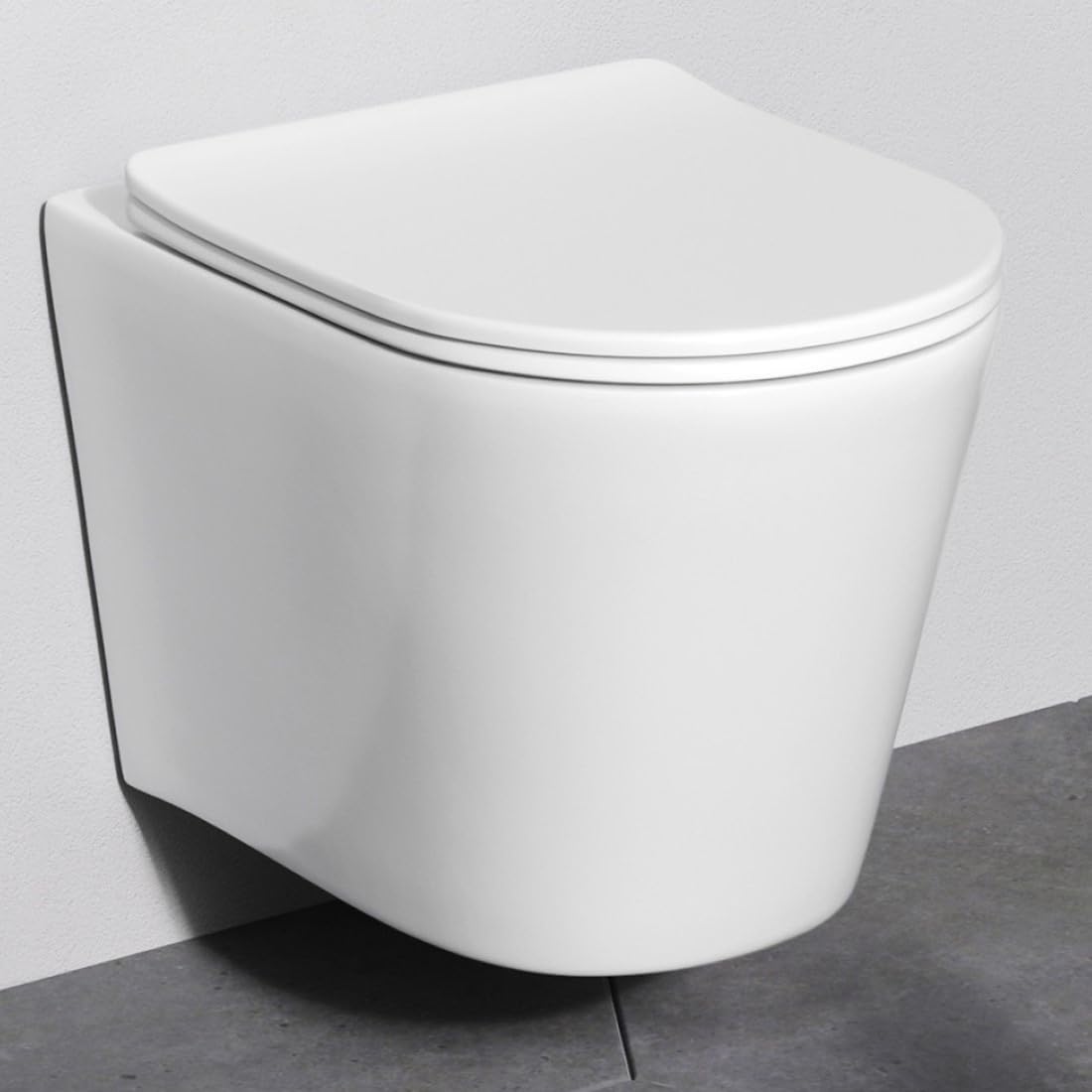 AM.PM Spike – AquaSpin Wand WC spülrandlos | Hänge WC mit Toilettendeckel mit Absenkautomatik | Duroplast Klo Sitz | Spülrandloses Hänge WC Set | Kompatibel mit Vorwandelement & Gäste WC | Weiß 49cm