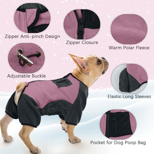 Hundepullover XL, Hundejacke Fleece Hundemantel für Mittlere Hunde, Onesie Hundeoverall Mit Beinen, Hunter Anzug (Rosa, XL)