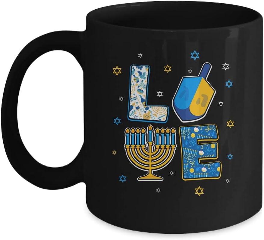 RADHIKA Love Cute Hanukkah Decorations Dreidel Menorah Chanukah Printed Ceramic Tea/Coffee Mug (325ml)-13701