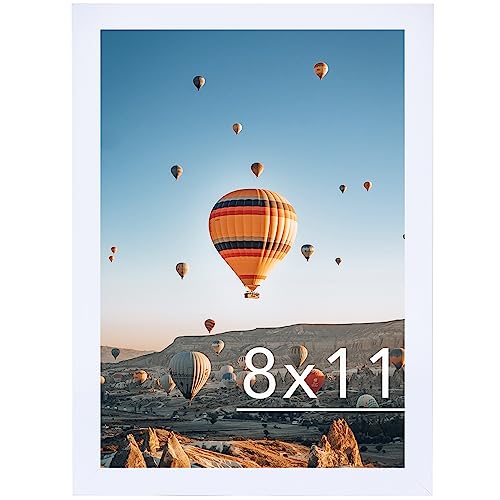 Image of JCJMY 8x11 Picture Frame White for Wall Hanging or Tabletop- Wall Mounting Horizontally or Vertically, 8 x 11 Wall Gallery Poster Photo Frame for 8 by 11 Photos, White