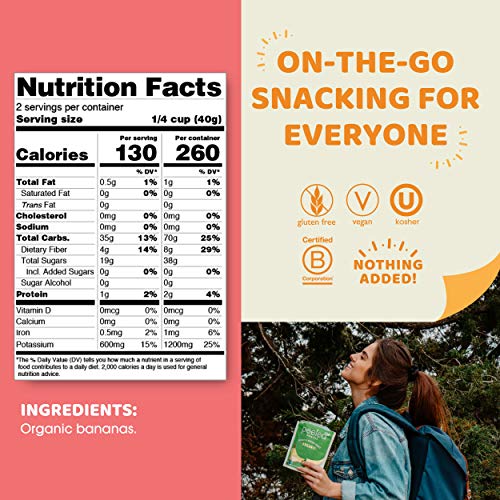 Peeled Snacks Organic Dried Fruit, Banana, 2.8 oz. – Healthy, Vegan Snacks for On-the-Go, Lunch and More
