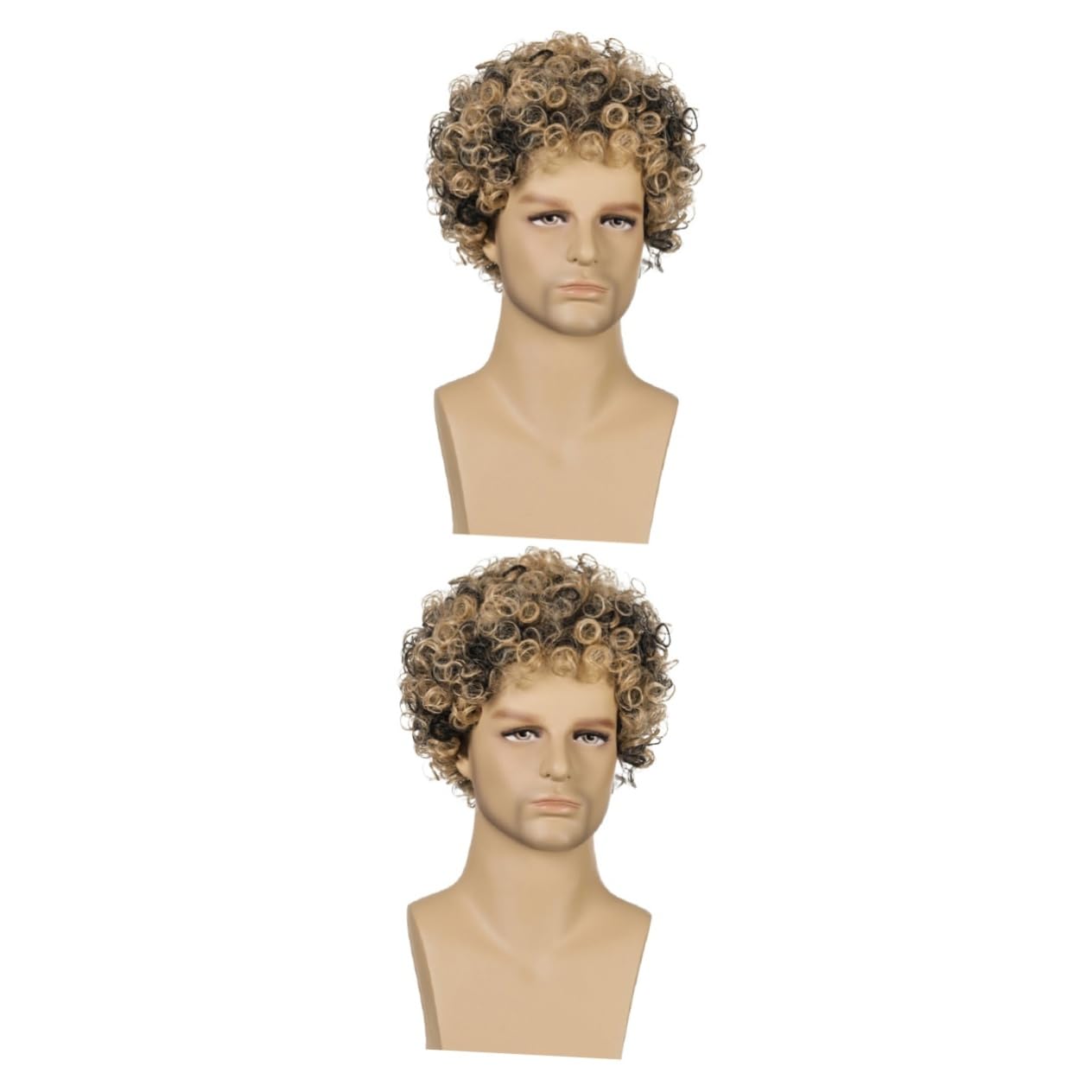 FOMIYES Lot De 2 Perruques Courtes Et Bouclées Pour Homme Postiche Élégant Et Tendance Noir Et Marron