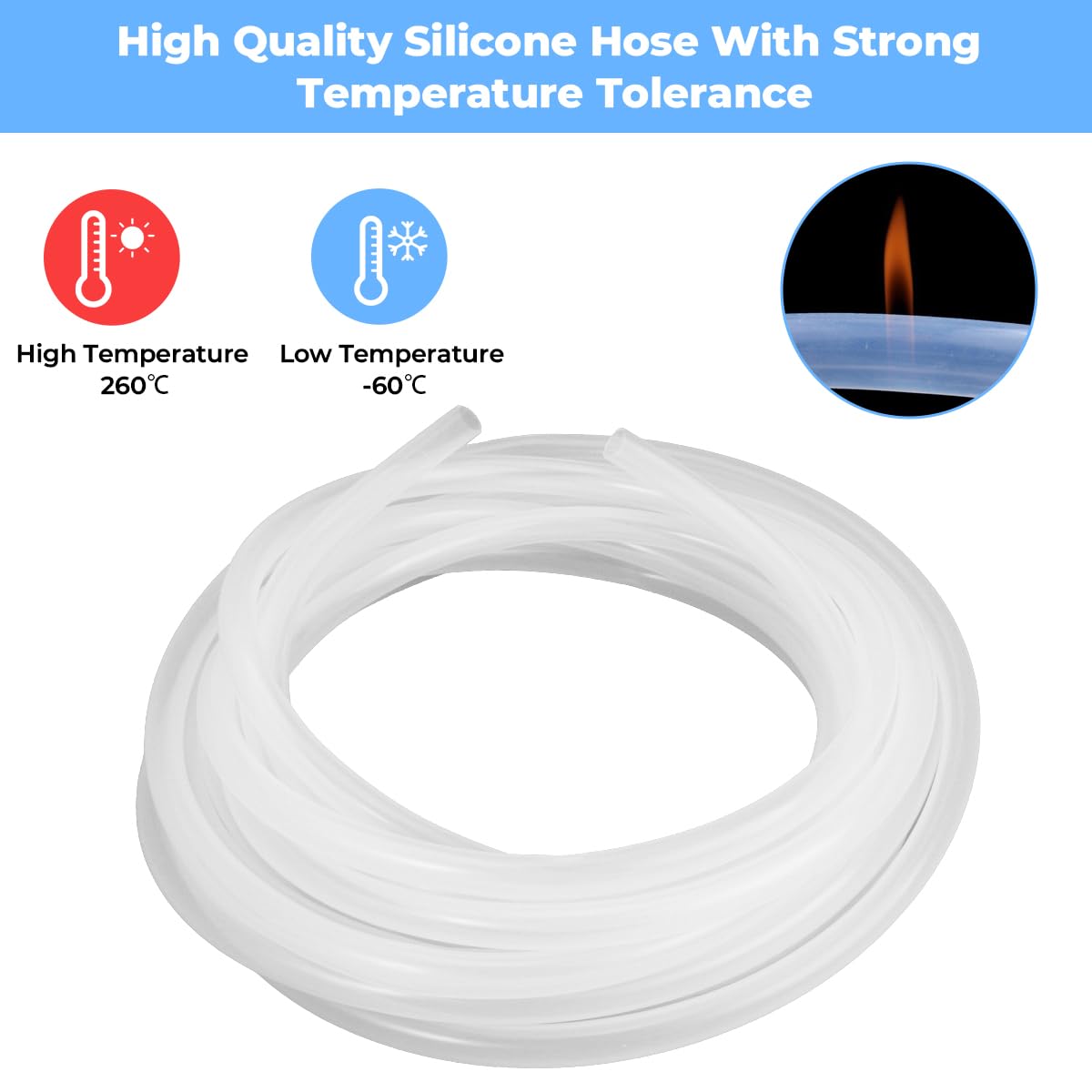 5 m Tubo Flessibile in Silicone 8mm Id X Od 10mm Spessore Della Parete 1mm Tubo Trasparente, Resistenza Ad Alta Temperatura, Non Facilmente Deformabile per Riparazione Domestica Acquario