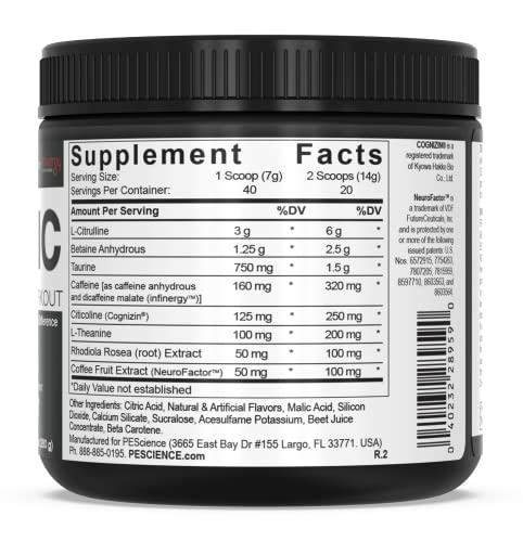Pescience High Volume + Prolific Pre-Workout Stack, Powerful Nitric Oxide & Energy Supplement Bundle, Sour Peach Candy #TOP6