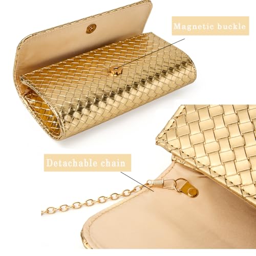 Image of Women's Woven Evening Bag Faux Leather Shoulder Handbag Fashion Crossbody Clutch Purse