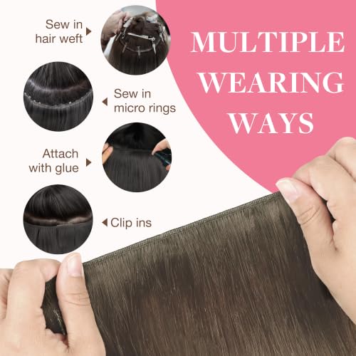 Image of GOO GOO Sew In Hair Extensions Real Human Hair Thick, Add Volume 18In 100g