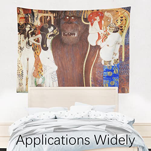 Berkin Arts Art Decor Tapestry With Abstract Design Wall Hanging Aesthetic Backdrop Hippie Beige Religious Funny For Living Room 51.2 X 59.1 Inch (The Hosile Powers By Gustav Klimt) #TOP3