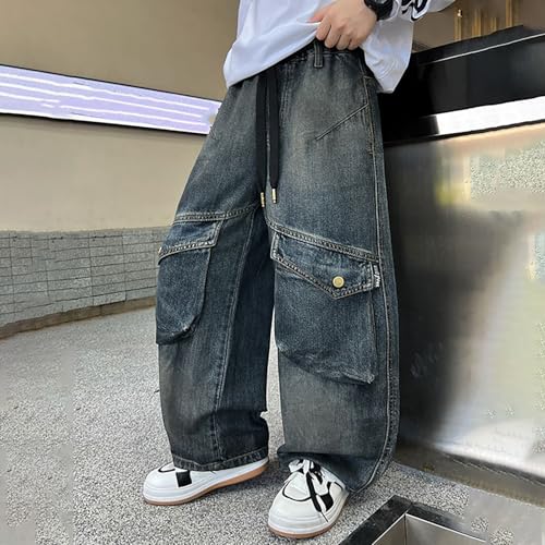 Pantalones vaqueros niños clásicos de pierna recta duraderos 2