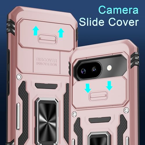 Coque Google Pixel 9A robuste or rose aux finitions haut de gamme avec béquille