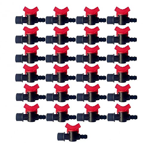 GNCGarden [Pack 25] Válvula de Interruptor de riego por Goteo 16 mm x 3/4”, Llave de Paso. Válvula de Manguera de riego Duradera y Resistente a Condiciones Adversas Gracias a su plástico