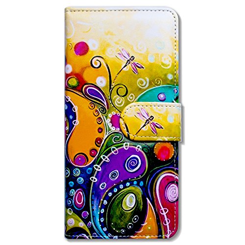 Image of Bcov Case for OnePlus Nord N200 5G, Colorful Dragonfly Leather Flip Phone Case Wallet Cover with Card Slot Holder Kickstand for OnePlus Nord N200 5G