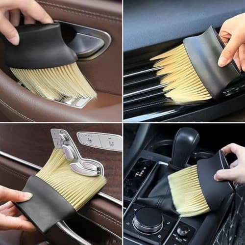 Image of LUDE 4 PCS Car Cleaning Kit with Microfiber Duster, Scratchfree Microfiber Cloth, Car Detailing Brush & AC Vent Cleaning Brush | Interior & Exterior Car Cleaning Accessories for Cars, SUVs & Bikes