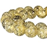 RUBYCA Round Crackle Druk Czech Crystal Pressed Glass Beads for Jewelry Making 8mm Strand (Gold)