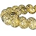 RUBYCA Round Crackle Druk Czech Crystal Pressed Glass Beads for Jewelry Making 8mm Strand (Gold)