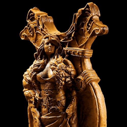 Estatua Freya de madera para altar y decoración miniatura 3